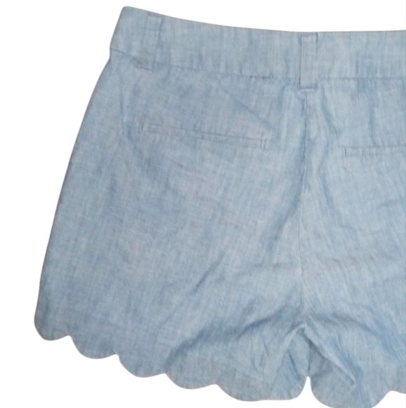 J. Crew Chambray Scalloped Hem Cotton Chino Style Shorts Size 0 - Picture 6 of 8